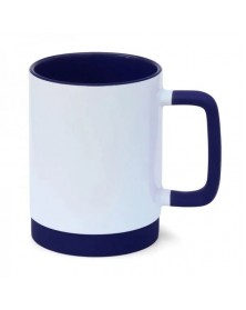 Кружка с квадратной ручкой и силик. осн. внутри Синяя.. Кружка с квадратной ручкой и силик. осн. внутри Синяя..