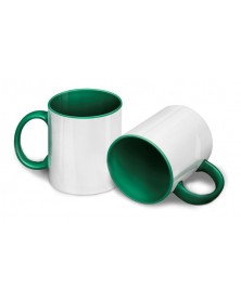 Кружка цветная внутри+цв. ручка Sublimation  ( Зеленая )  330 мл..