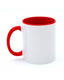 Кружка цветная внутри+цв. ручка Sublimation  ( Красная )  330 мл..