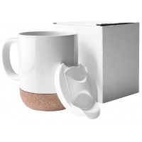 Кружка керамика белая глянцевая 330мл с Пробковой подставкой .. Кружка керамика белая глянцевая 330мл с Пробковой подставкой ..