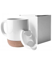 Кружка керамика белая глянцевая 330мл с Пробковой подставкой .. Кружка керамика белая глянцевая 330мл с Пробковой подставкой ..