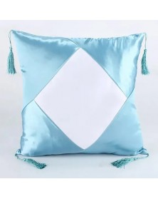 Наволочка 40х40 с белым ромбом и кисточками голубая.. Наволочка 40х40 с белым ромбом и кисточками голубая..