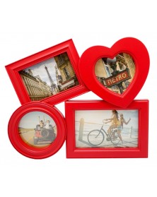 Ф/Рамка ЯМ FFC-2002  комби Fotografia 4 фото красная                       ..