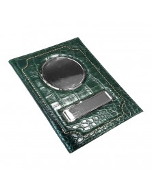 Обложка для автодокументов кайман, нат. кожа, зеленая..