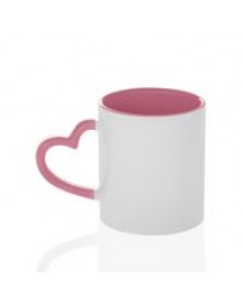 Кружка белая, с фигурной ручкой сердце розовая внутри и ручка стандарт 330м.. Кружка белая, с фигурной ручкой сердце розовая внутри и ручка стандарт 330м..