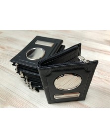 Обложка-портмоне для автодокументов черная, нат. кожа, флоттер..