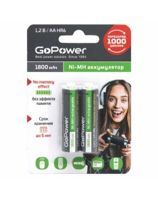 Аккумулятор GoPower R6 AA BL2 NI-MH 1800mAh 1.2v (2/20).. Аккумулятор GoPower R6 AA BL2 NI-MH 1800mAh 1.2v (2/20)..