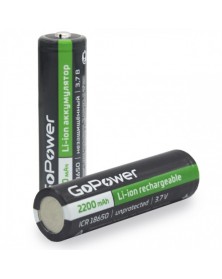 Аккумулятор Li-ion GoPower 18650 PC1 3.7V 2200mAh без защиты с высоким ко.. Аккумулятор Li-ion GoPower 18650 PC1 3.7V 2200mAh без защиты с высоким ко..