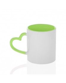 Кружка белая, с фигурной ручкой сердце салатовая внутри и ручка стандарт 3.. Кружка белая, с фигурной ручкой сердце салатовая внутри и ручка стандарт 3..