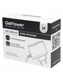 Адаптер/блок питания GoPower 2.0A 12V 5,5x2,5/12мм для ресивера Триколор Т.. Адаптер/блок питания GoPower 2.0A 12V 5,5x2,5/12мм для ресивера Триколор Т..