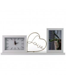 Мультирамка на   2 фото   BB-7153С   Белый  LOVE с Часами  (Настольная)    ..
