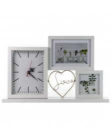 Мультирамка на   3 фото   BB-7154С   Белый  LOVE с Часами  (Настольная)    ..
