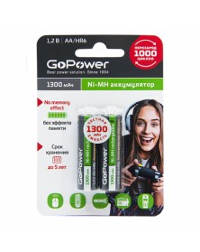 Аккумулятор GoPower R6 AA BL2 NI-MH 1300mAh 1,2 v (2/20).. Аккумулятор GoPower R6 AA BL2 NI-MH 1300mAh 1,2 v (2/20)..