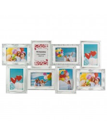 Мультирамка на 8 фото BIN-112183 Белый с серебром (6).. Мультирамка на 8 фото BIN-112183 Белый с серебром (6)..