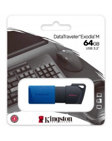 USB Флеш-Драйв  64Gb  Kingston  DT Exodia M USB 3.2 Black-Blue Сдвижной кол..