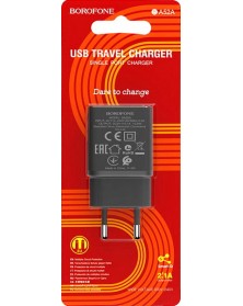 Сетевое Зарядное Устройство 220V- 1*USB выход   Borofone BA 52A  2.1A Black..