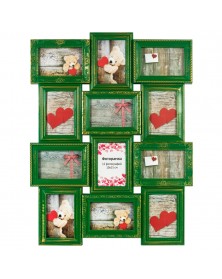 Мультирамка на  12 фото   BIN-112185 Зеленый с золотом   (6)..