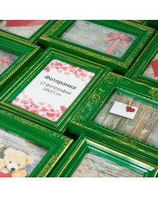 Мультирамка на 12 фото BIN-112185 Зеленый с золотом (6).. Мультирамка на 12 фото BIN-112185 Зеленый с золотом (6)..