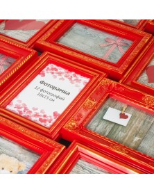 Мультирамка на 12 фото BIN-112185 Красный с золотом (6).. Мультирамка на 12 фото BIN-112185 Красный с золотом (6)..