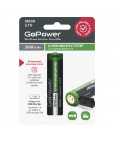 Аккумулятор Li-ion GoPower 18650 3.7V 3000mAh с защитой + USB (1/10/100).. Аккумулятор Li-ion GoPower 18650 3.7V 3000mAh с защитой + USB (1/10/100)..