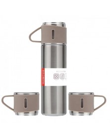 Термос Smart 450 мл с 3-мя кружками серый.. Термос Smart 450 мл с 3-мя кружками серый..