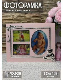 Ф/Рамка POLDOM  CK-614 N 3*0-P  на 3 фото металлическая Детская  розовая   ..