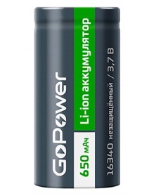 Аккумулятор Li-ion GoPower 16340 PK1 3,7V 650mAh без защиты (1/8/50/400).. Аккумулятор Li-ion GoPower 16340 PK1 3,7V 650mAh без защиты (1/8/50/400)..