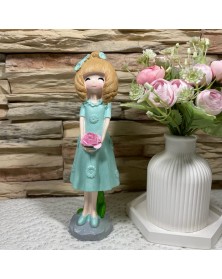 Сувенир  H1689-B Кукла в бирюзовом платье  Керамика  18,5 см..