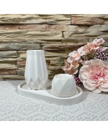 Сувенир Набор Ваза, подставка, соевая свеча, гипс, 10 см ..