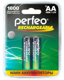 Аккумулятор PERFEO      R6 AA BL2 NI-MH 1600mAh  1.2v (2/20)..