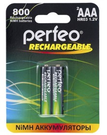 Аккумулятор PERFEO      R03 AAA BL2 NI-MH 800mAh  1.2v (2/20)..