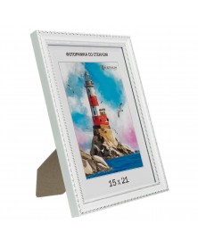 Ф/Рамка PLATINUM пласт.15*21   КРУЖЕВО- Белый без кракелюра   (23)