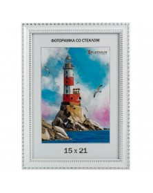 Ф/Рамка PLATINUM пласт.15*21   КРУЖЕВО- Белый без кракелюра   (23)
