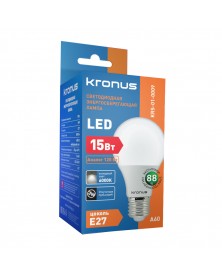 Лампа светодиодная KRONUS (LED) A60-  15W-6000K E27 Холодный Дневной свет (..