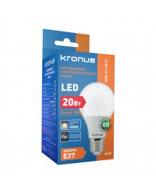 Лампа светодиодная KRONUS (LED) A60-  20W-6000K E27 Холодный Дневной свет (..