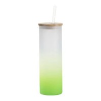 Стакан 600 мл с крышкой стеклянный матовый Салатовый под сублимацию..