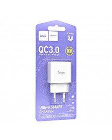 Сетевое Зарядное Устройство 220V- 1*USB выход   Hoco C140A  2.1A White QC3...