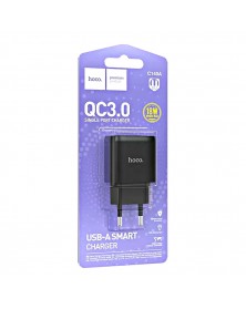 Сетевое Зарядное Устройство 220V- 1*USB выход   Hoco C140A  2.1A Black QC3...