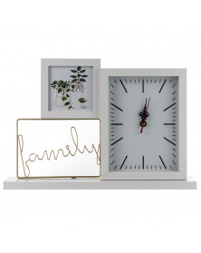 Мультирамка на   2 фото   BB-7155С   Белый  FAMILY с Часами  (Настольная)  ..