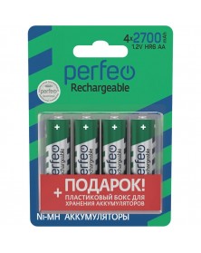 Аккумулятор PERFEO      R6 AA BL4 NI-MH 2700mAh + BOX  1.2v (4/40)..