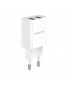 Сетевое Зарядное Устройство 220V- 2*USB выхода  Borofone BA  53A  2.1A Whit..