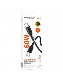 Кабель  Type-C - Type-C Borofone BX119 1.0 m,3.0A, Black, коробочка Пластик..