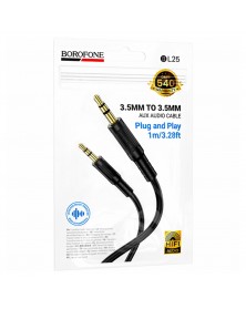 Кабель  AUX 3.5 Jack вилка - 3.5 Jack вилка   1,0 м, Borofone BL25 Black, к..