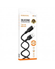 Кабель  USB - 8-pin Borofone BX113 1.0 m,2.4A Black, коробочка Силикон..
