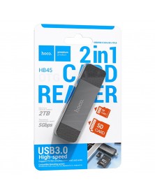 USB-картридер  HOCO (HB 45)  SD/MicroSD Black USB 3.0 - Type-C..
