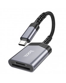 Type-C-картридер  HOCO (UA 25)  Type-C - SD/MicroSD Grey кабель 0,2м..