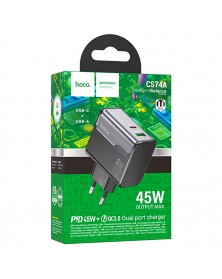 Сетевое Зарядное Устройство 220V- 1*Type-C выход + 1*USB  Hoco CS74A  3.0A ..