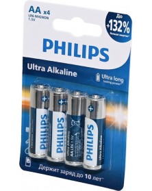 Батарейка PHILIPS            LR6 AA  Alkaline  ( 4BL) ULTRA  1.5V ( 48/144)..
