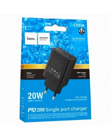 Сетевое Зарядное Устройство 220V- 1*Type-C выход   Hoco CS  93A  3.0A Black..