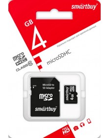 Карта памяти MicroSDHC 4Gb (Class 10) SmartBuy + Адаптер SD.. Карта памяти MicroSDHC 4Gb (Class 10) SmartBuy + Адаптер SD..